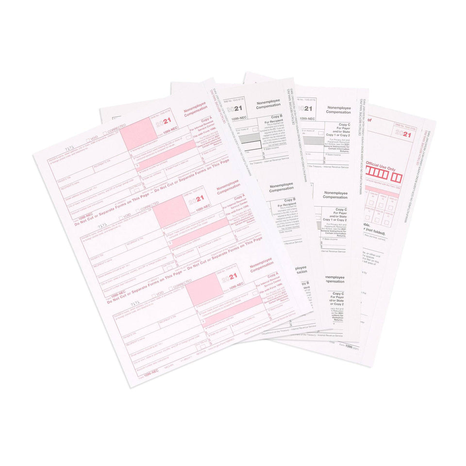 Blue Summit Supplies Tax Forms, 1099-NEC 5-Part Tax Form KIT, 100-Pack 1099 Forms Blue Summit Supplies