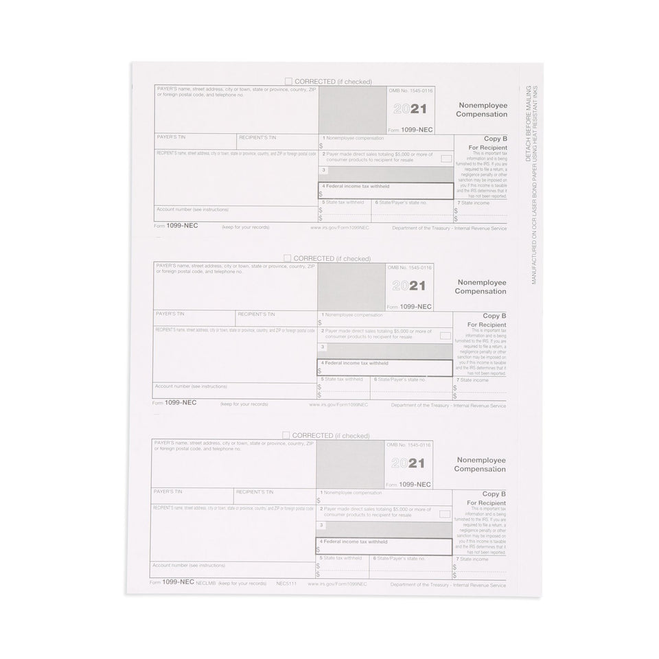 Blue Summit Supplies Tax Forms, 1099-NEC 5-Part Tax Form KIT, 100-Pack 1099 Forms Blue Summit Supplies