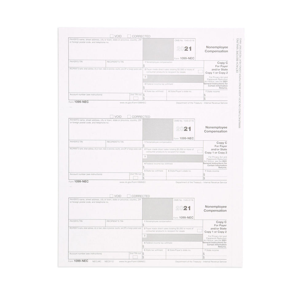 Blue Summit Supplies Tax Forms, 1099-NEC 5-Part Tax Form KIT, 100-Pack 1099 Forms Blue Summit Supplies