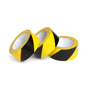 PVC Aisle Marking Tape, Black/Yellow Stipe, 2" x 108', 3-Pack Safety Tapes and Treads Blue Summit Supplies