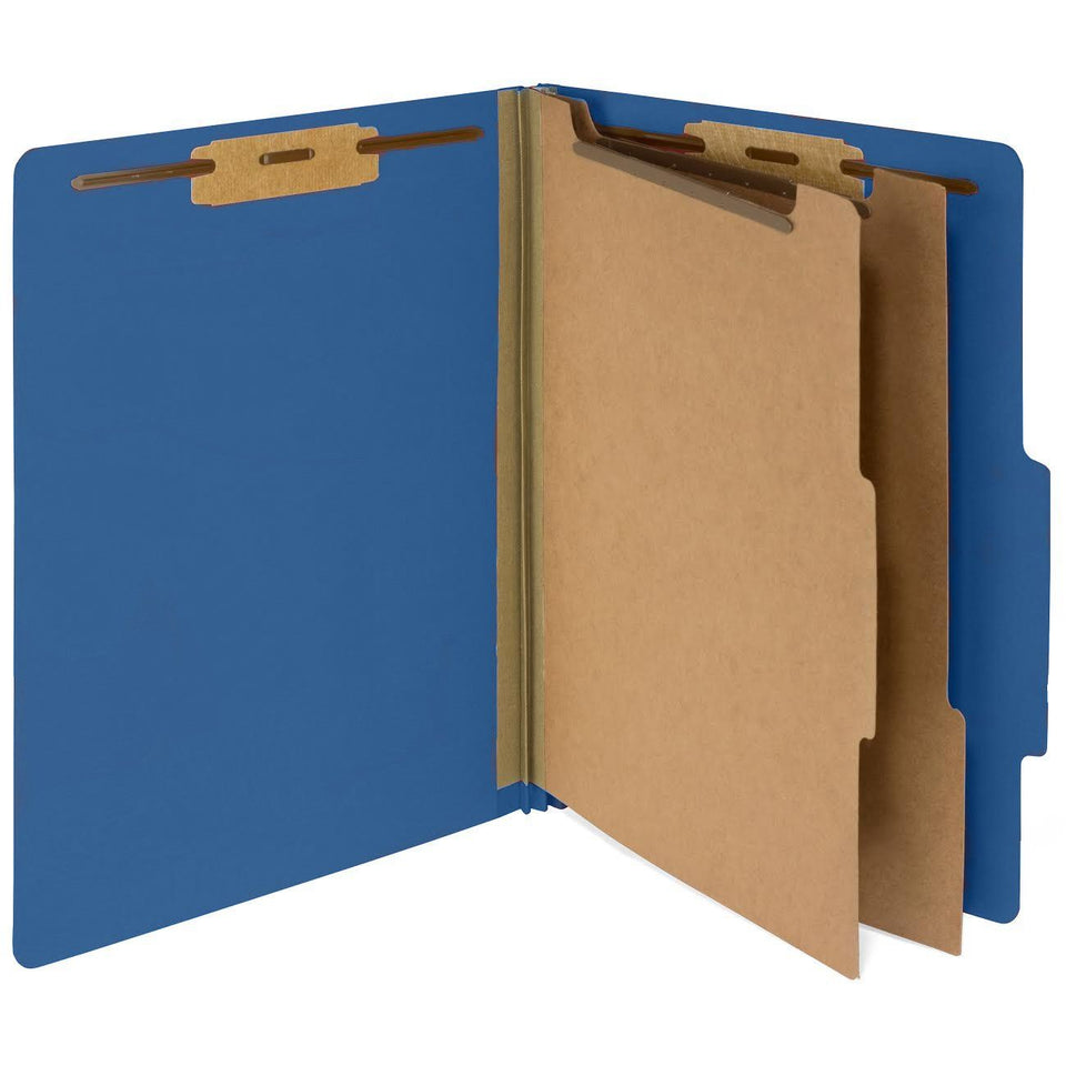 Classification Folders with 2 Dividers, Letter Size, Dark Blue, 10 Count Folders Blue Summit Supplies