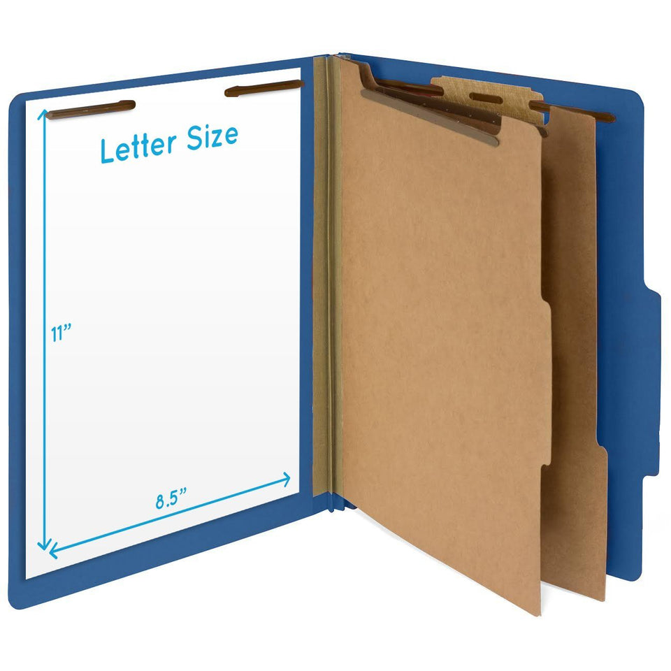 Classification Folders with 2 Dividers, Letter Size, Dark Blue, 10 Count Folders Blue Summit Supplies