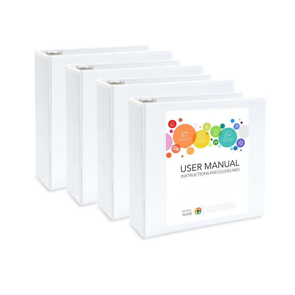 3’’ 3-Ring Binders, White, 4 Pack binders Blue Summit Supplies