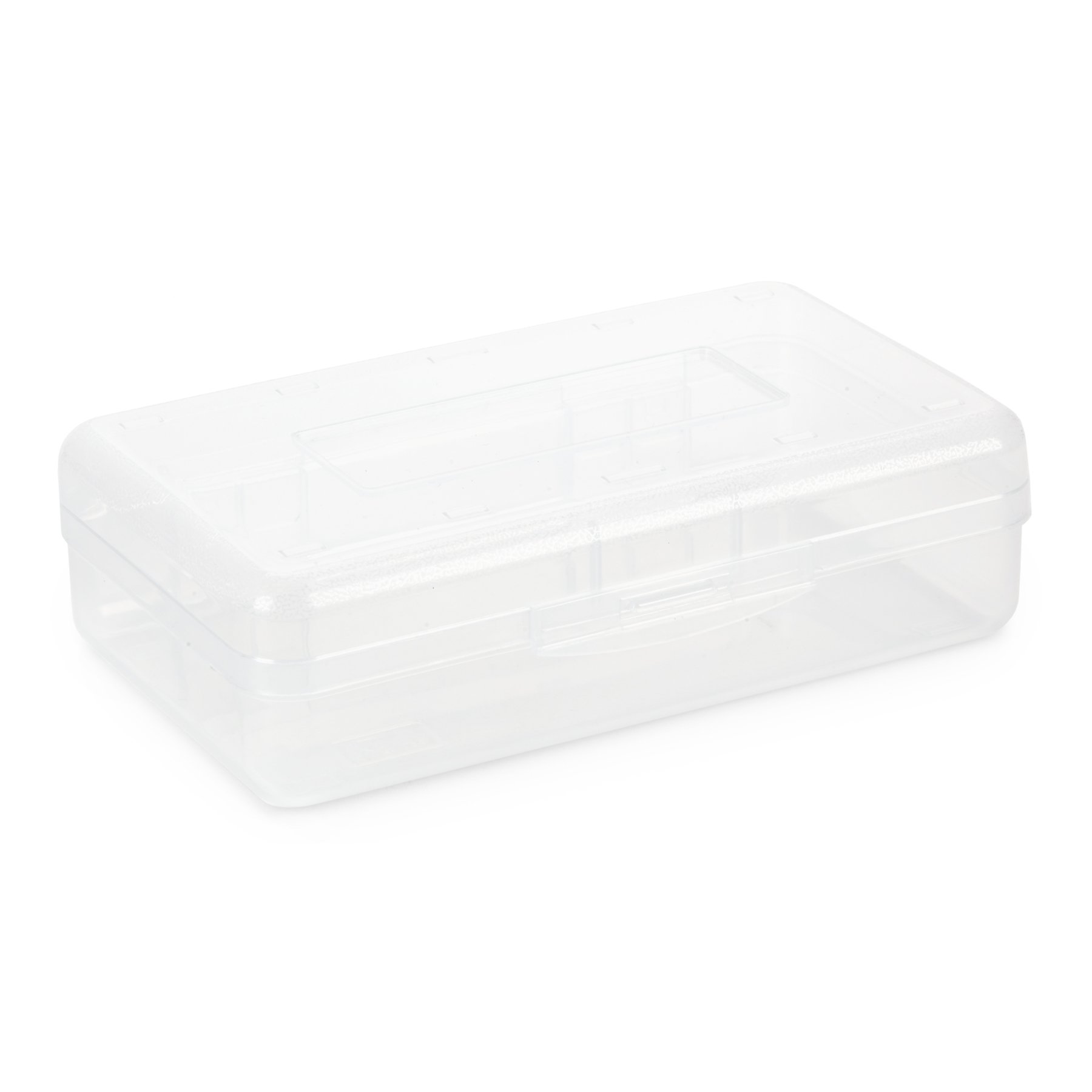 Blue Summit Supplies Clear Plastic Pencil Boxes, Translucent Pencil Boxes for School, Crayon and Marker Boxes with Hinged Lids for Classroom or