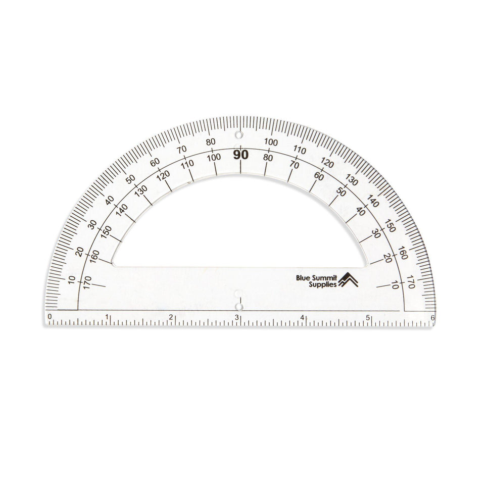 Clear Plastic Protractors, 30 Pack Pencil Pouches Blue Summit Supplies