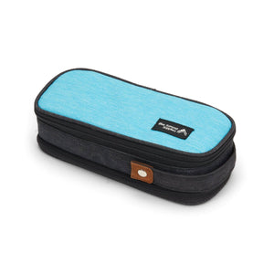 Fabric Pencil Pouch, 2 Zip Compartments, Turquoise Blue Pencil Pouches Blue Summit Supplies