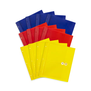Blue Summit Supplies Plastic Folder, 3-Hole Punch, Assorted Colors, 12-Pack Plastic Folders and Envelopes Blue Summit Supplies