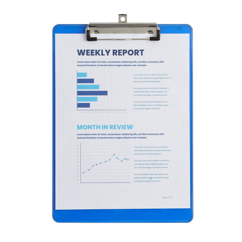 Transparent Plastic Clipboards, Low Profile Clip, Assorted Colors, 6 Pack Clipboards Blue Summit Supplies