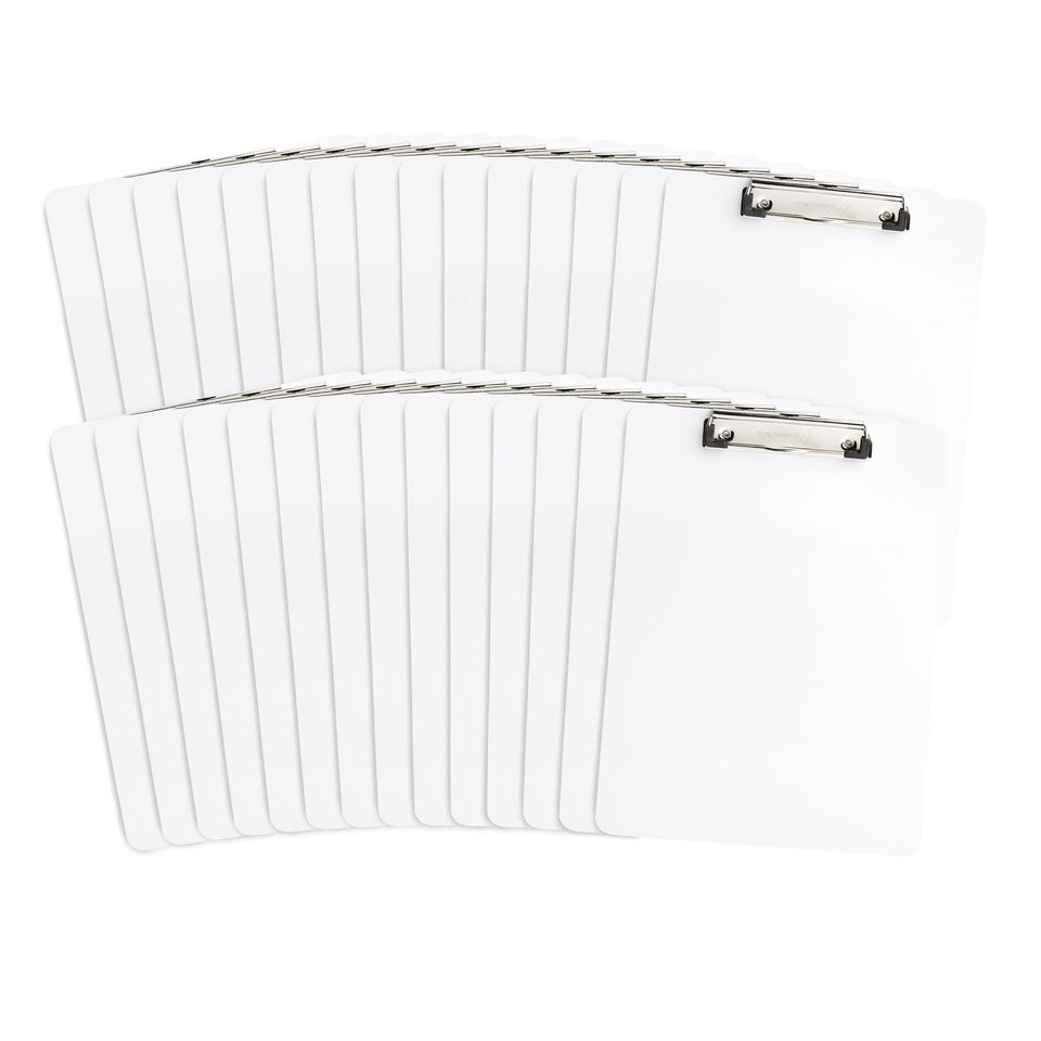 Whiteboard Clipboards, Low Profile Clip, 30 Pack Clipboards Blue Summit Supplies