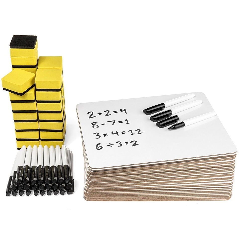 Dry Erase Lapboards with Accessories, 9" x 12", 30 Pack WhiteBoard Blue Summit Supplies