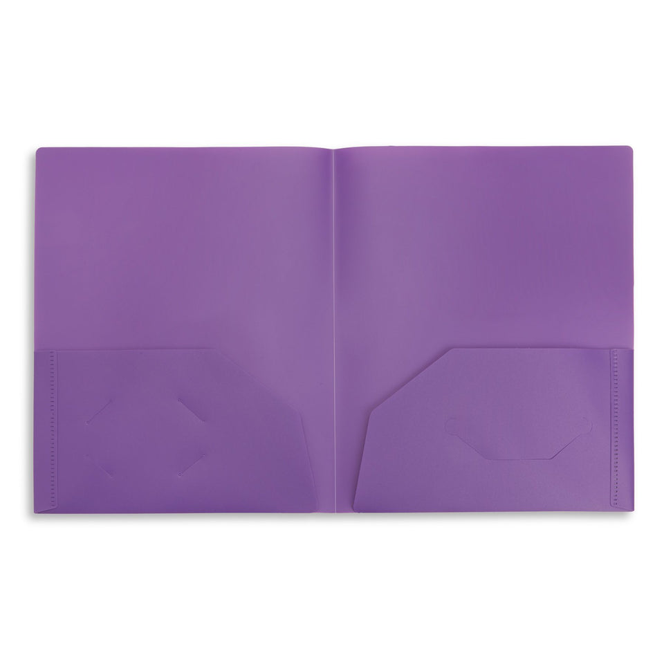 Plastic Two Pocket Folders, Assorted Colors, 30 Pack Folders Blue Summit Supplies