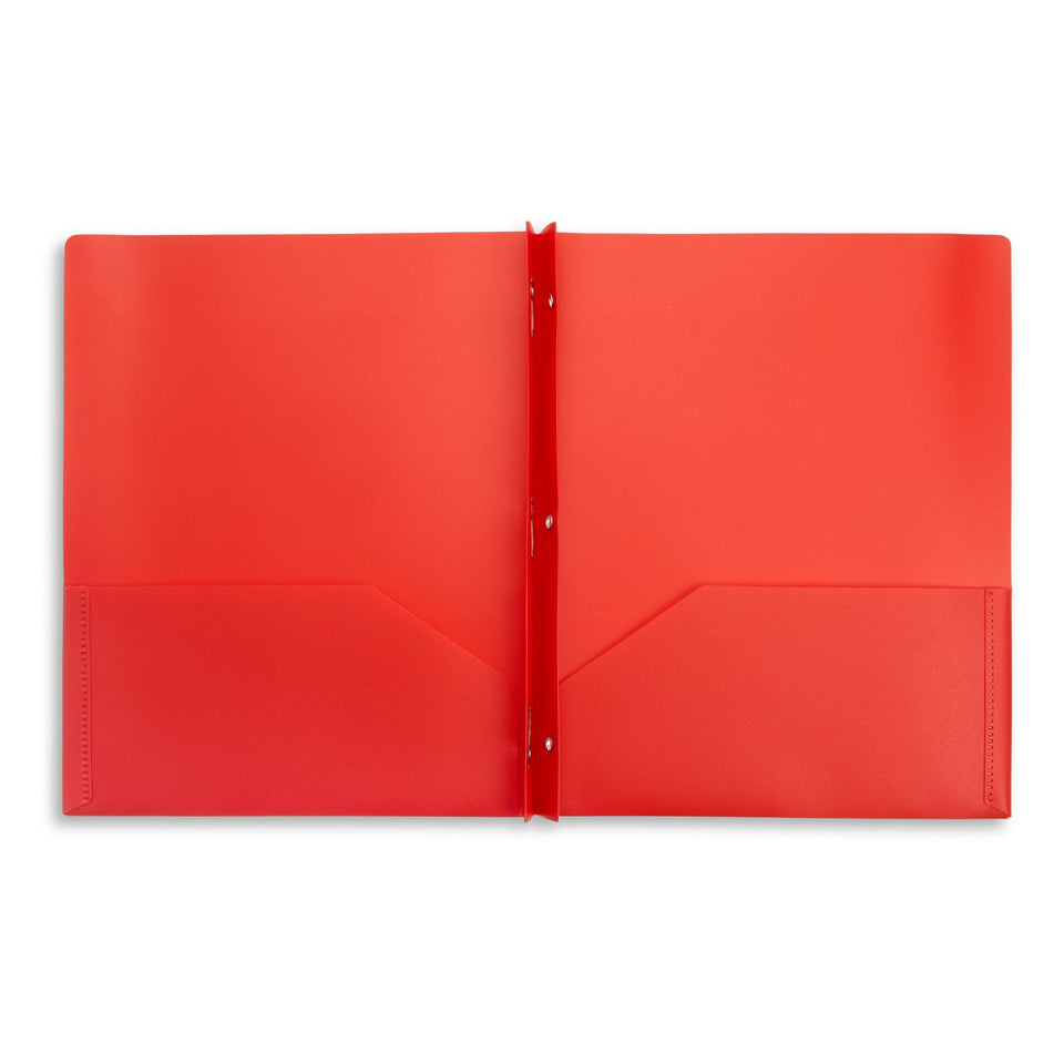 Plastic Two Pocket Folders with Prongs, Assorted Colors, 30 Pack Folders Blue Summit Supplies