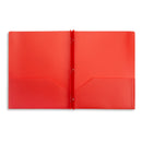 Plastic Two Pocket Folders with Prongs, Assorted Colors, 6 Pack Folders Blue Summit Supplies