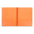 Plastic Two Pocket Folders with Prongs, Assorted Colors, 6 Pack Folders Blue Summit Supplies