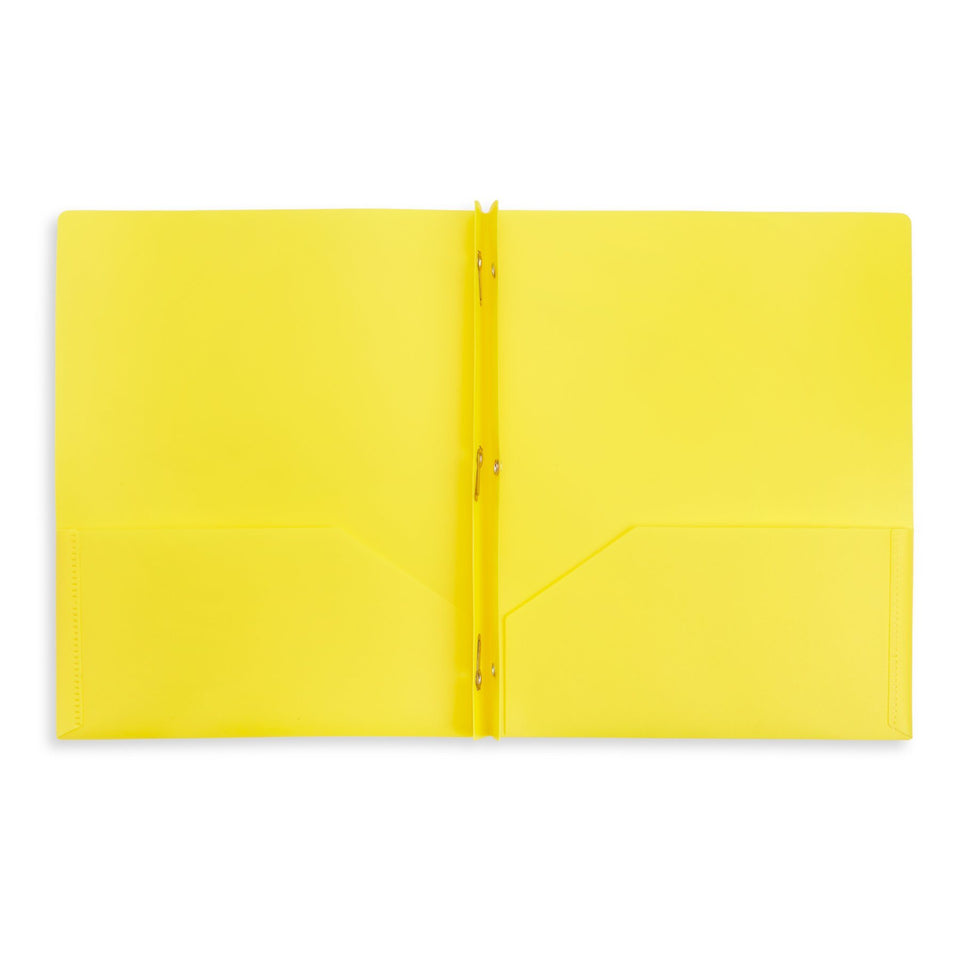 Plastic Two Pocket Folders with Prongs, Assorted Colors, 30 Pack Folders Blue Summit Supplies