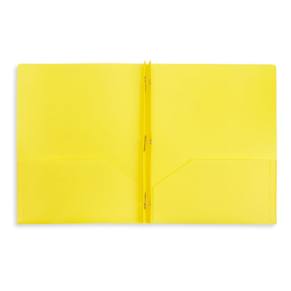 Plastic Two Pocket Folders with Prongs, Assorted Colors, 6 Pack Folders Blue Summit Supplies