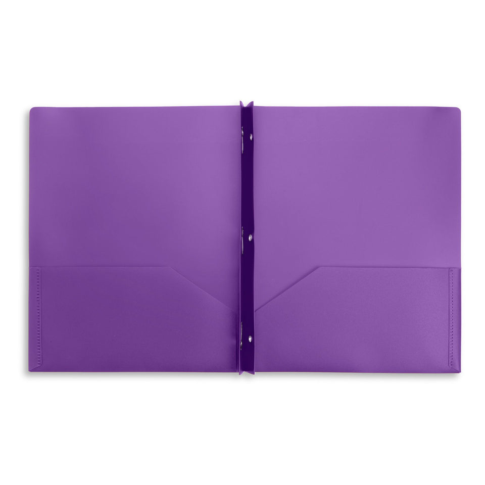 Plastic Two Pocket Folders with Prongs, Assorted Colors, 30 Pack Folders Blue Summit Supplies