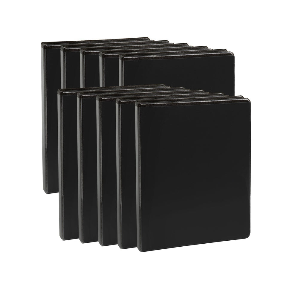 1/2" 3-Ring Economy Binders, Black, 10 Pack binders Blue Summit Supplies