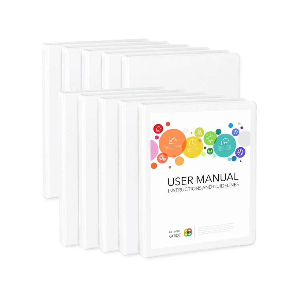 1/2" 3-Ring Economy Binders, White, 10 Pack binders Blue Summit Supplies