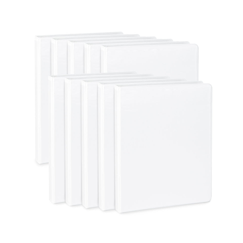 1/2" 3-Ring Economy Binders, White, 10 Pack binders Blue Summit Supplies
