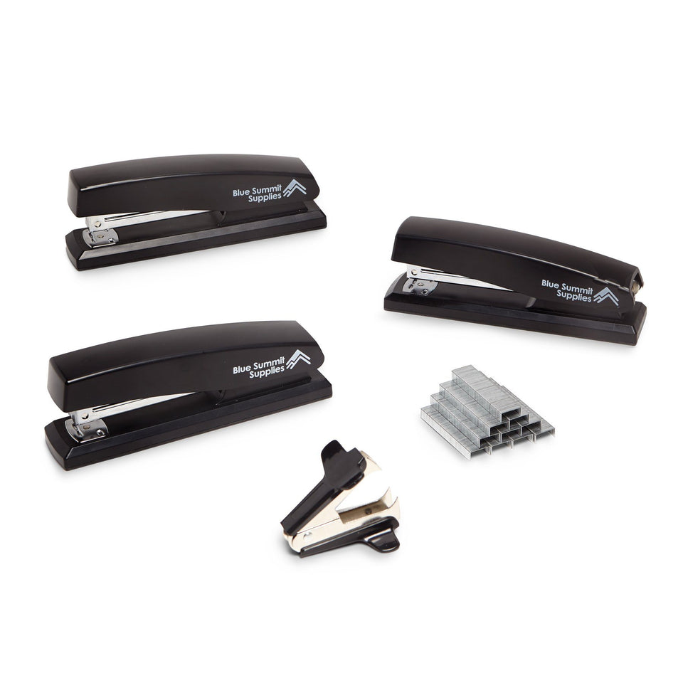 Standard Stapler Set, 3 Pack with Stapler Remover Stapler Blue Summit Supplies