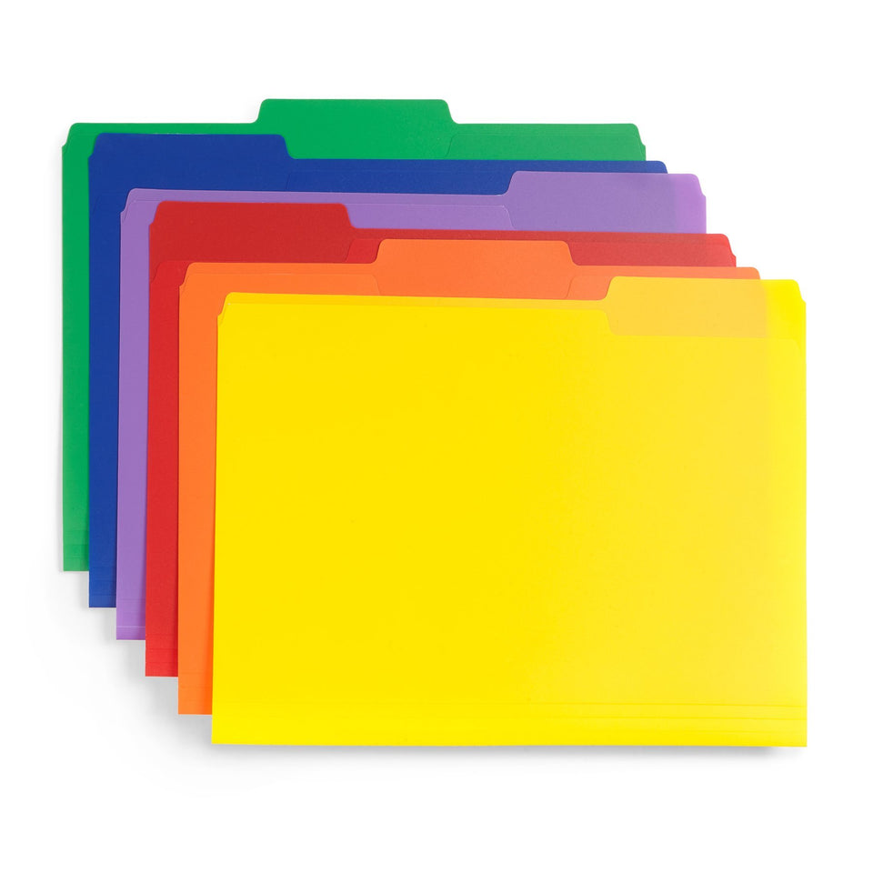 Plastic File Folders, Letter Size, Assorted Colors, 30 Pack Folders Blue Summit Supplies