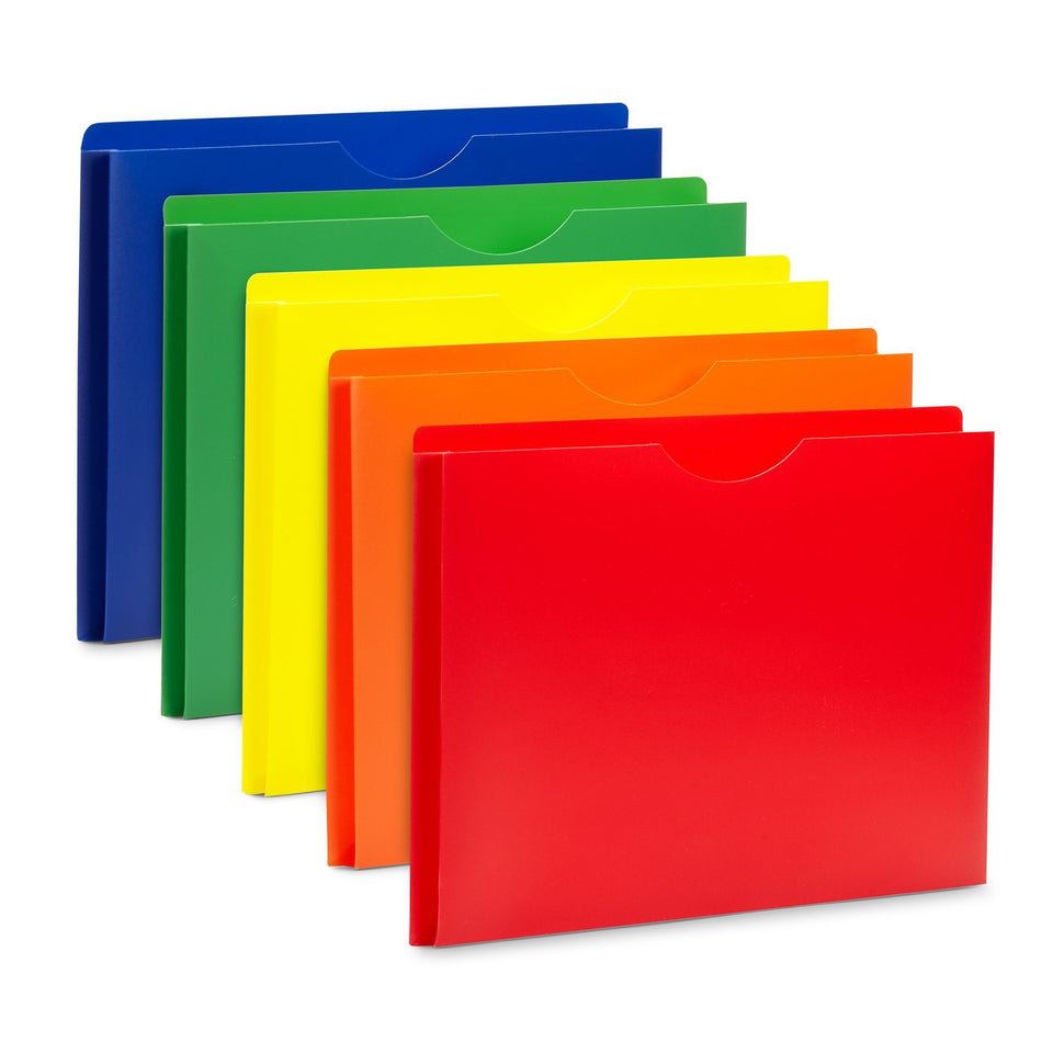 1" Expanding Plastic File Jackets, Letter Size, Assorted Colors, 20 Pack Folders Blue Summit Supplies