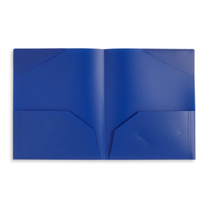 Plastic Two-Pocket Folders with Reinforced Corners, Assorted Bold Colors, 6 Pack Folders Blue Summit Supplies 