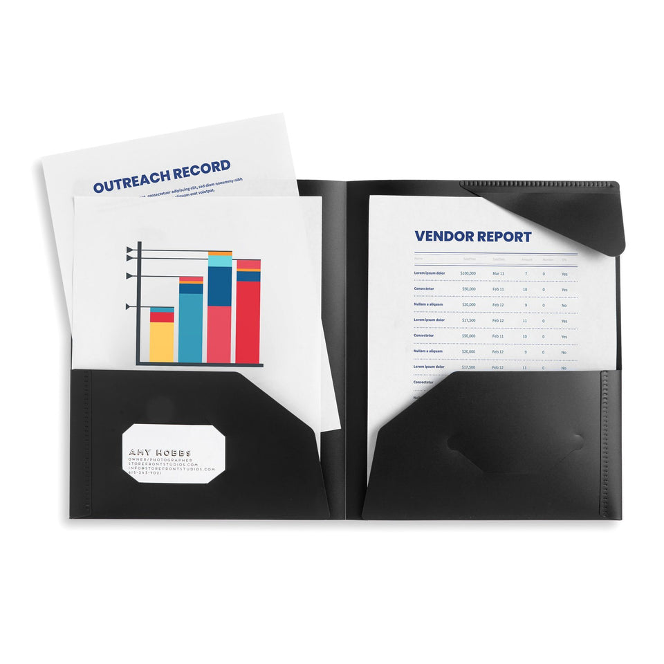 Plastic Two-Pocket Folders with Reinforced Corners, Assorted Bold Colors, 6 Pack Folders Blue Summit Supplies