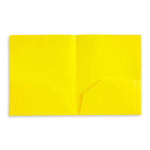 Plastic Two-Pocket Folders with Reinforced Corners, Assorted Colors, 12 Pack Folders Blue Summit Supplies