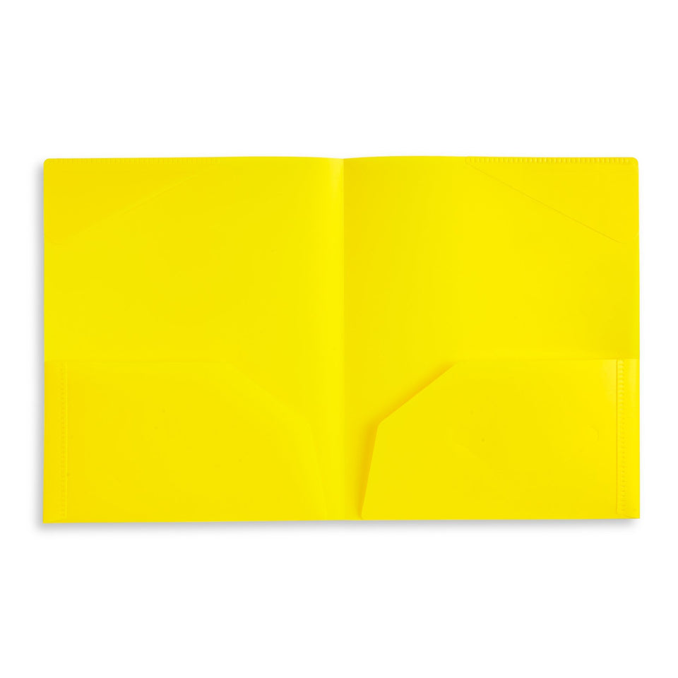 Plastic Two-Pocket Folders with Reinforced Corners, Assorted Colors, 12 Pack Folders Blue Summit Supplies