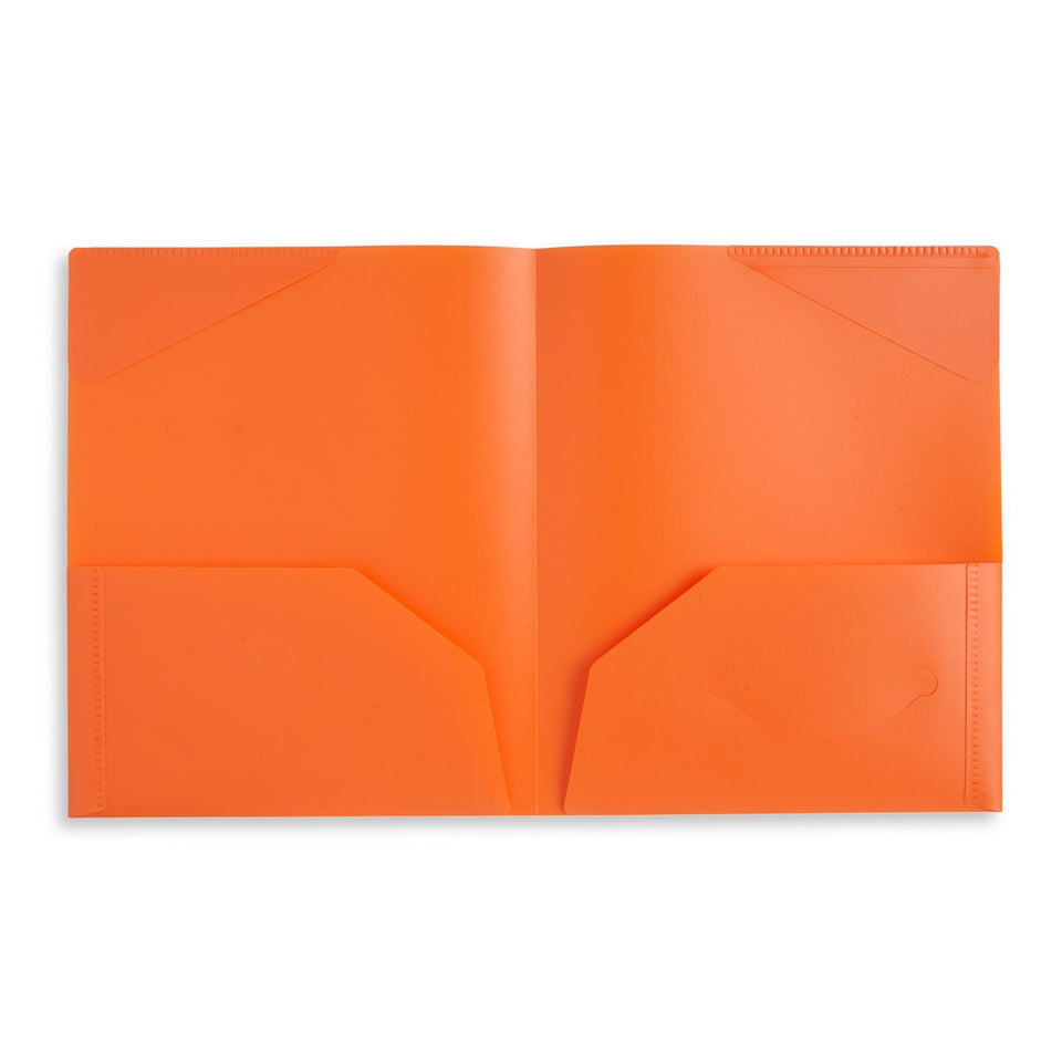 Plastic Two-Pocket Folders with Reinforced Corners, Assorted Colors, 12 Pack Folders Blue Summit Supplies