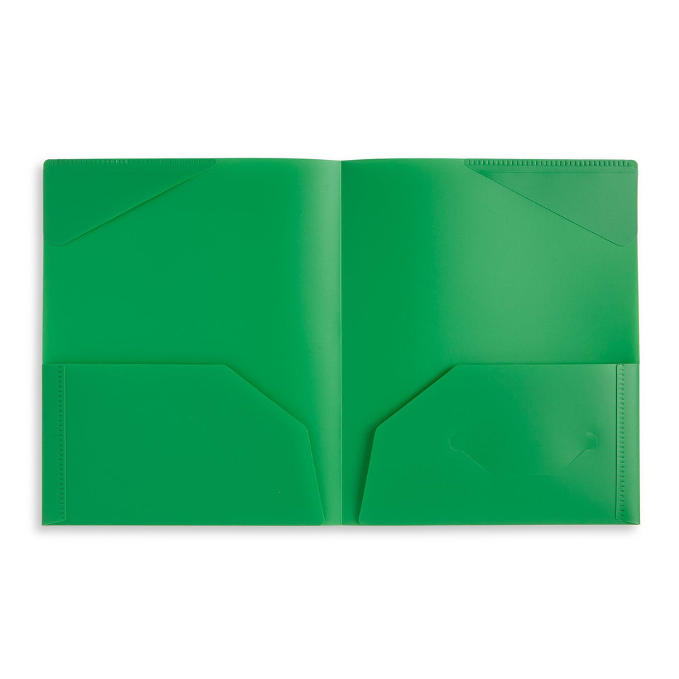 Plastic Two-Pocket Folders with Reinforced Corners, Assorted Colors, 12 Pack Folders Blue Summit Supplies