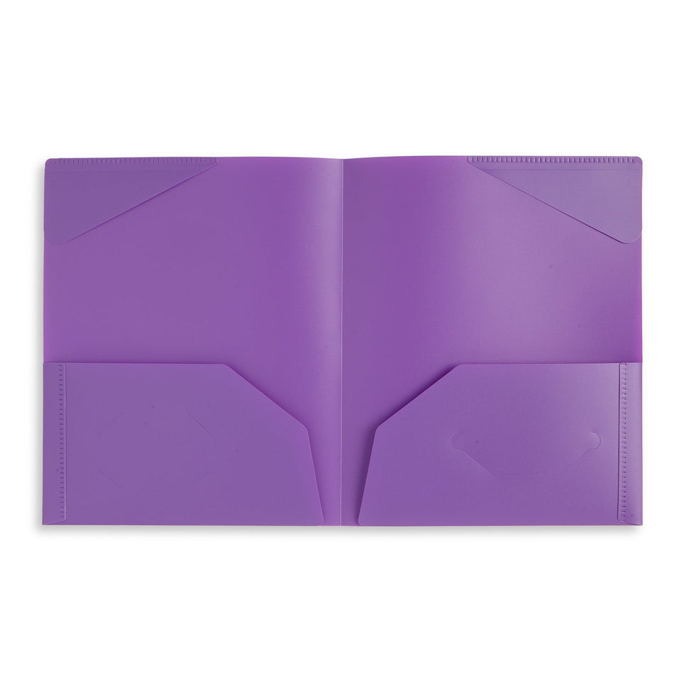 Plastic Two-Pocket Folders with Reinforced Corners, Assorted Colors, 12 Pack Folders Blue Summit Supplies