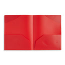 Plastic Two-Pocket Folders with Reinforced Corners, Assorted Bold Colors, 12 Pack Folders Blue Summit Supplies