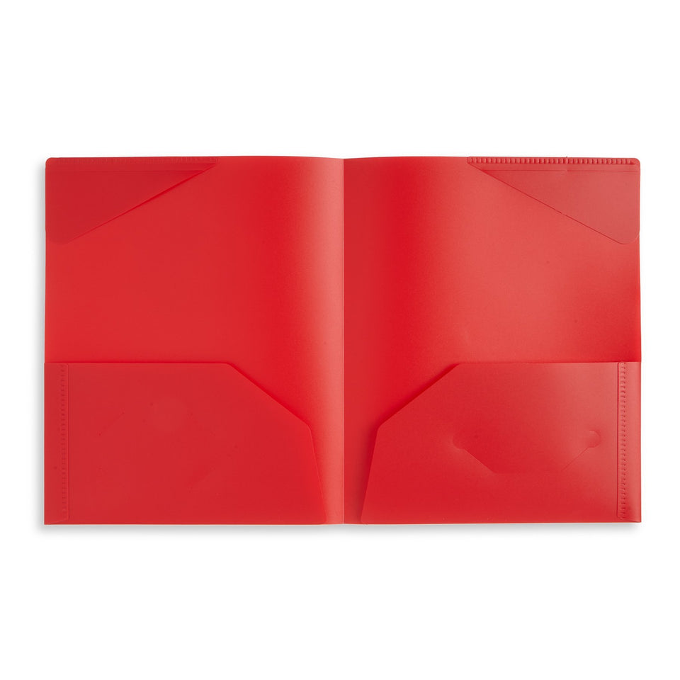 Plastic Two-Pocket Folders with Reinforced Corners, Assorted Bold Colors, 12 Pack Folders Blue Summit Supplies