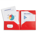 Plastic Two-Pocket Folders with Reinforced Corners, Assorted Bold Colors, 12 Pack Folders Blue Summit Supplies