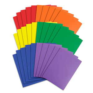 Plastic Two Pocket Folders, Assorted Colors, 30 Pack Folders Blue Summit Supplies 
