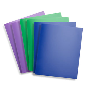1'' 3-Ring Flexible Plastic Binders, Assorted Colors, 6 Pack binders Blue Summit Supplies
