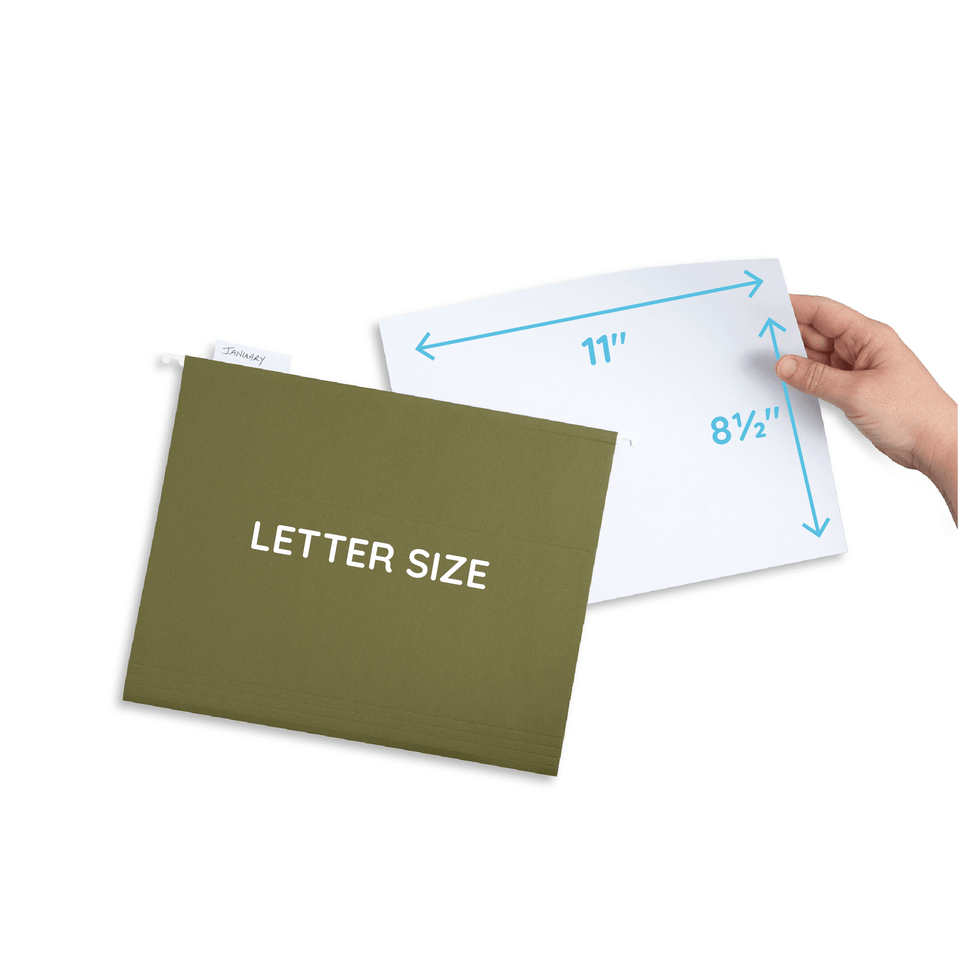 Hanging File Folders, Letter Size, Green, 25 Pack Folders Blue Summit Supplies