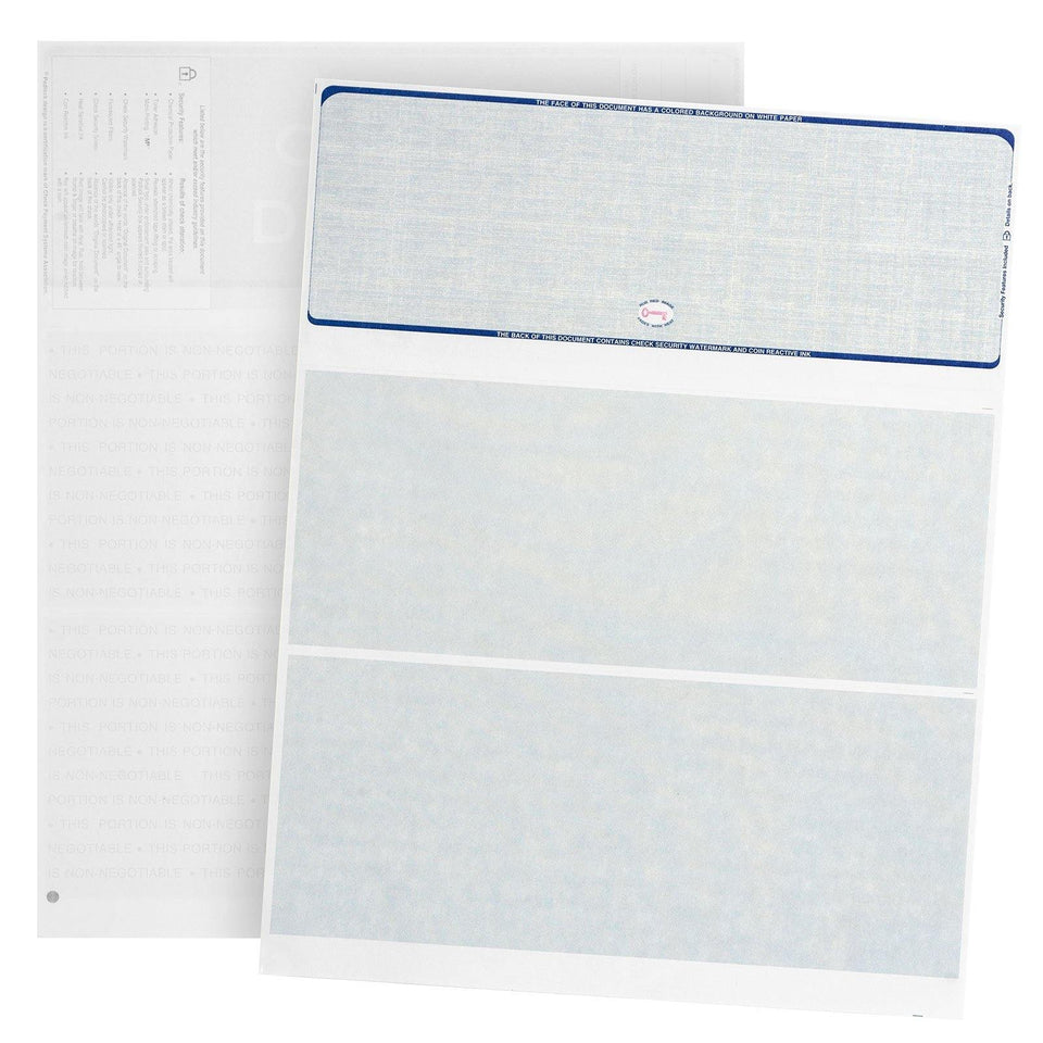 Blank Check Stock, Perforated, 500 Sheets Business Forms Blue Summit Supplies