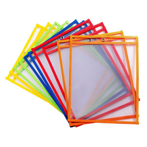 Dry Erase Pockets, 10 Pack WhiteBoard Blue Summit Supplies