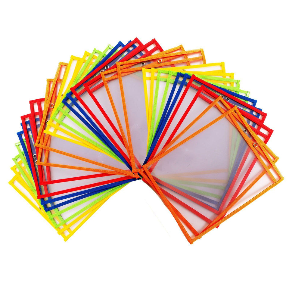 Dry Erase Pockets, 30 Pack WhiteBoard Blue Summit Supplies