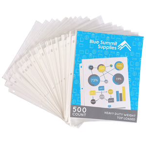 Sheet Protectors, Heavy Duty, 3 Hole, 500 Pack Sheet Protector Blue Summit Supplies