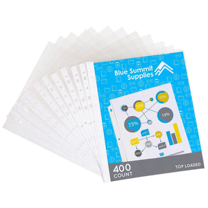 Sheet Protectors, Ultra Lightweight, 11 Hole, 400 Pack Sheet Protector Blue Summit Supplies