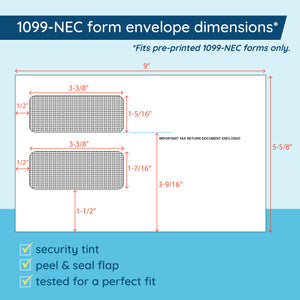 Blue Summit Supplies 1099-NEC Tax Form Envelopes, Self-Seal, 500-Pack