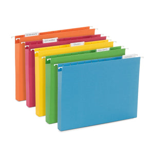 25 Extra Capacity Hanging File Folders, 25 Reinforced Hang Folders, Heavy Duty 1’’ Expansion, Letter Size, Designed for Bulky Files, Medical Charts, Manuals and More, Letter Size, 25 Pack, Assorted Colors Blue Summit Supplies 