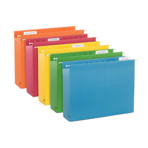 25 Extra Large Hanging File Folders, 25 Reinforced Hang Folders, Heavy Duty Wide 3’’ Expansion, Letter Size, Designed for Bulky Files, Medical Charts, and More, Letter Size, 25 Pack, Assorted Colors Blue Summit Supplies 