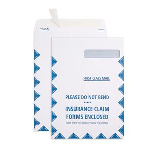 Blue Summit CMS 1500 Jumbo Right Window HCFA Envelope - 9” x 12.5” - 100 Insurance Claim Envelopes with Security Tint and Peel and Seal