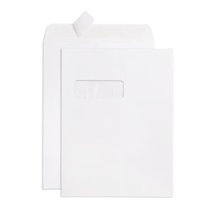 Blue Summit 100 White Catalog Envelopes - 28lb - 9 x 12 inch - Security Tinted, Strong Self Seal